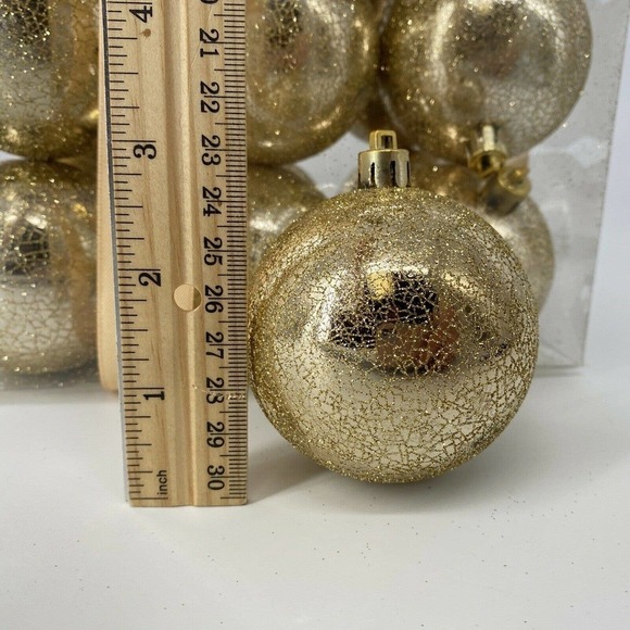 Ellsworth Avenue Christmas Ornaments Shatterproof Kugel Crackle Gold 3” Set 18 - Picture 6 of 6